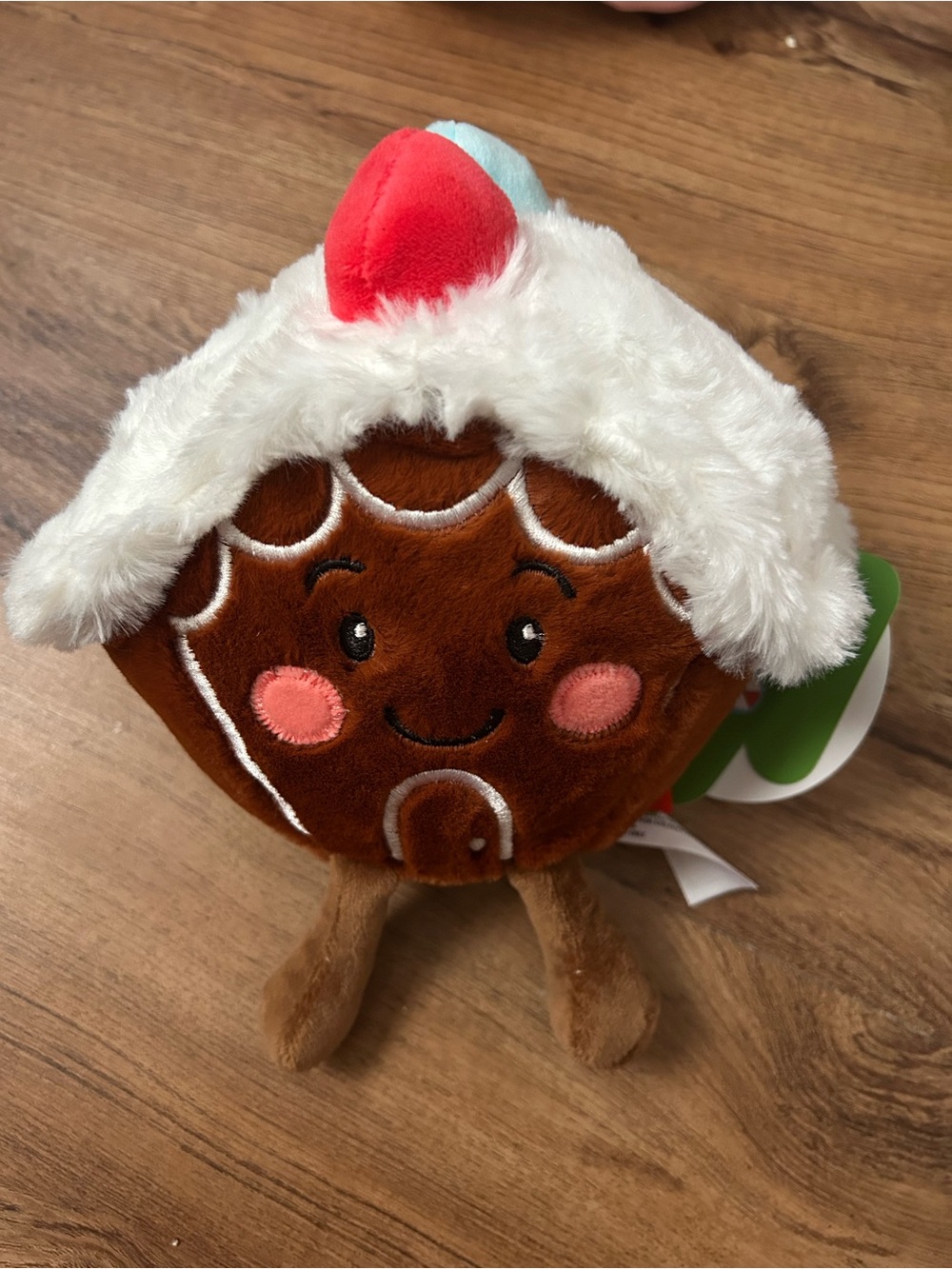 Plush Gingerbread House Stuffed Toy - Brown, White & Red